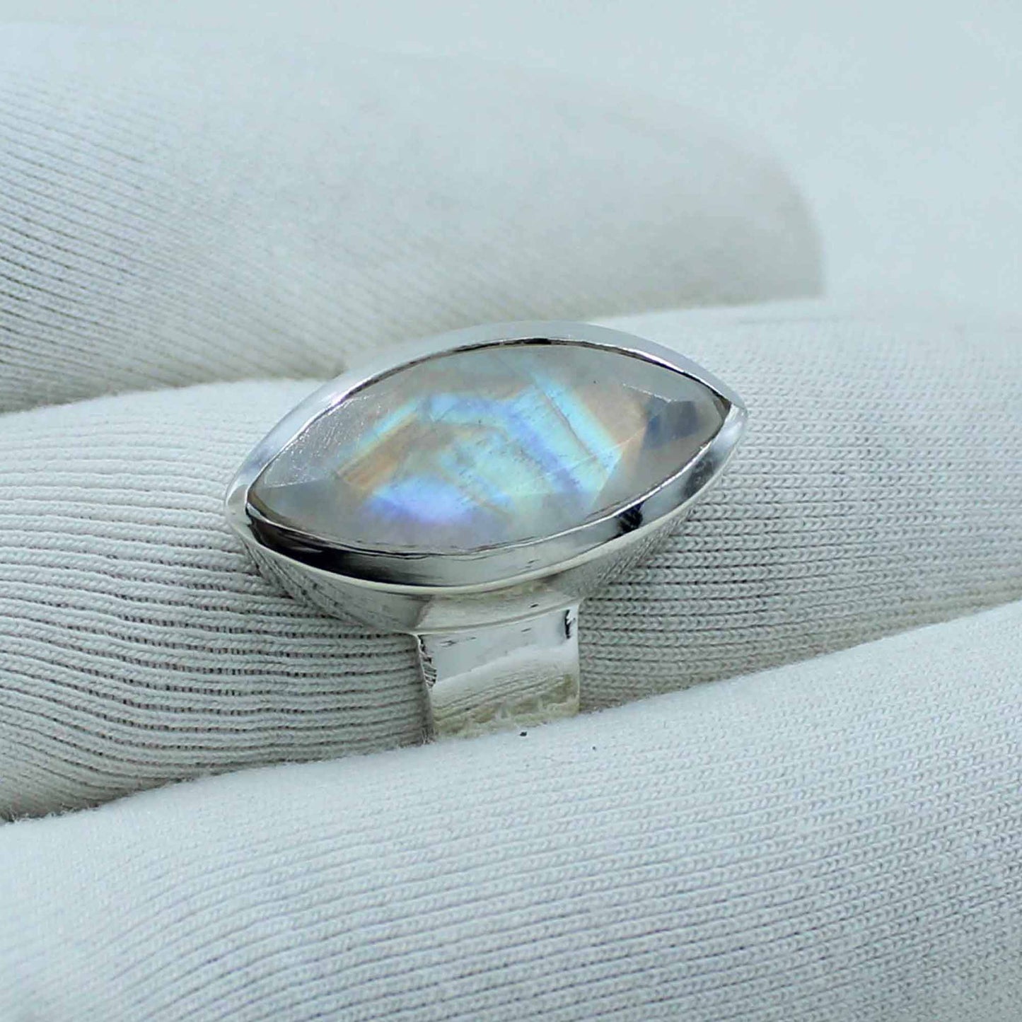 Electric Fire Moonstone Silver Ring