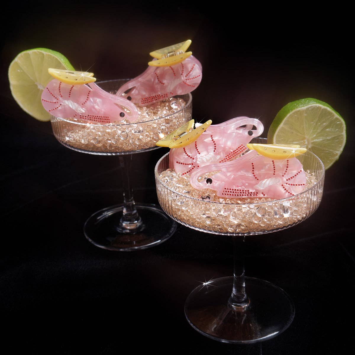 Rhinestone Shrimp Cocktail with Lemon Small Hair Claw Clip