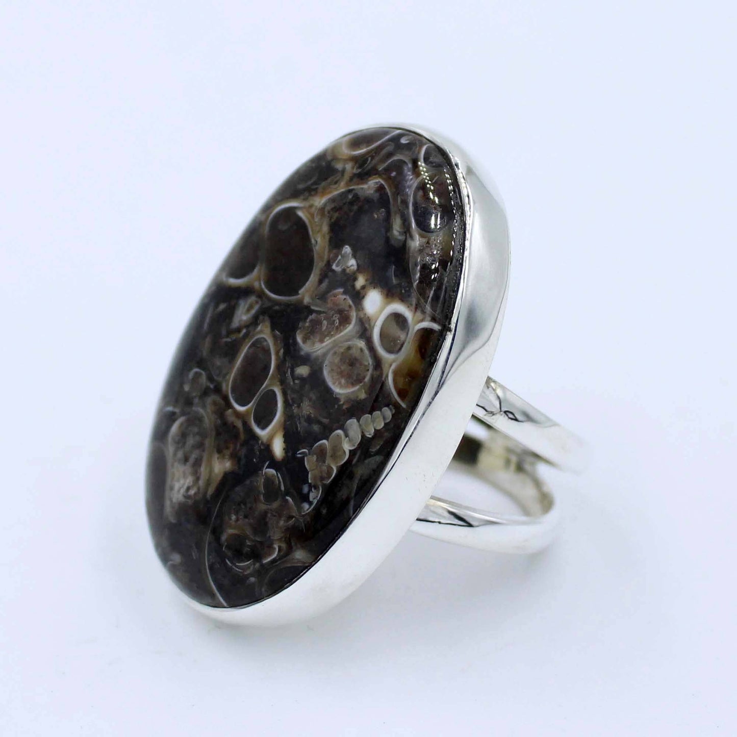 Turritella Agate Sterling Silver Ring