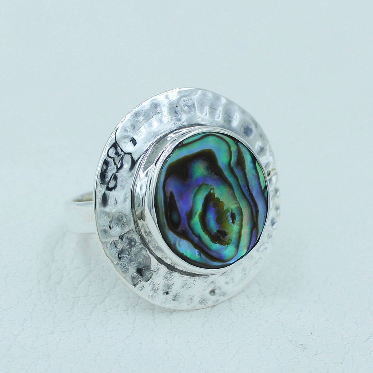 Abalone Shell Sterling Silver Textured Ring