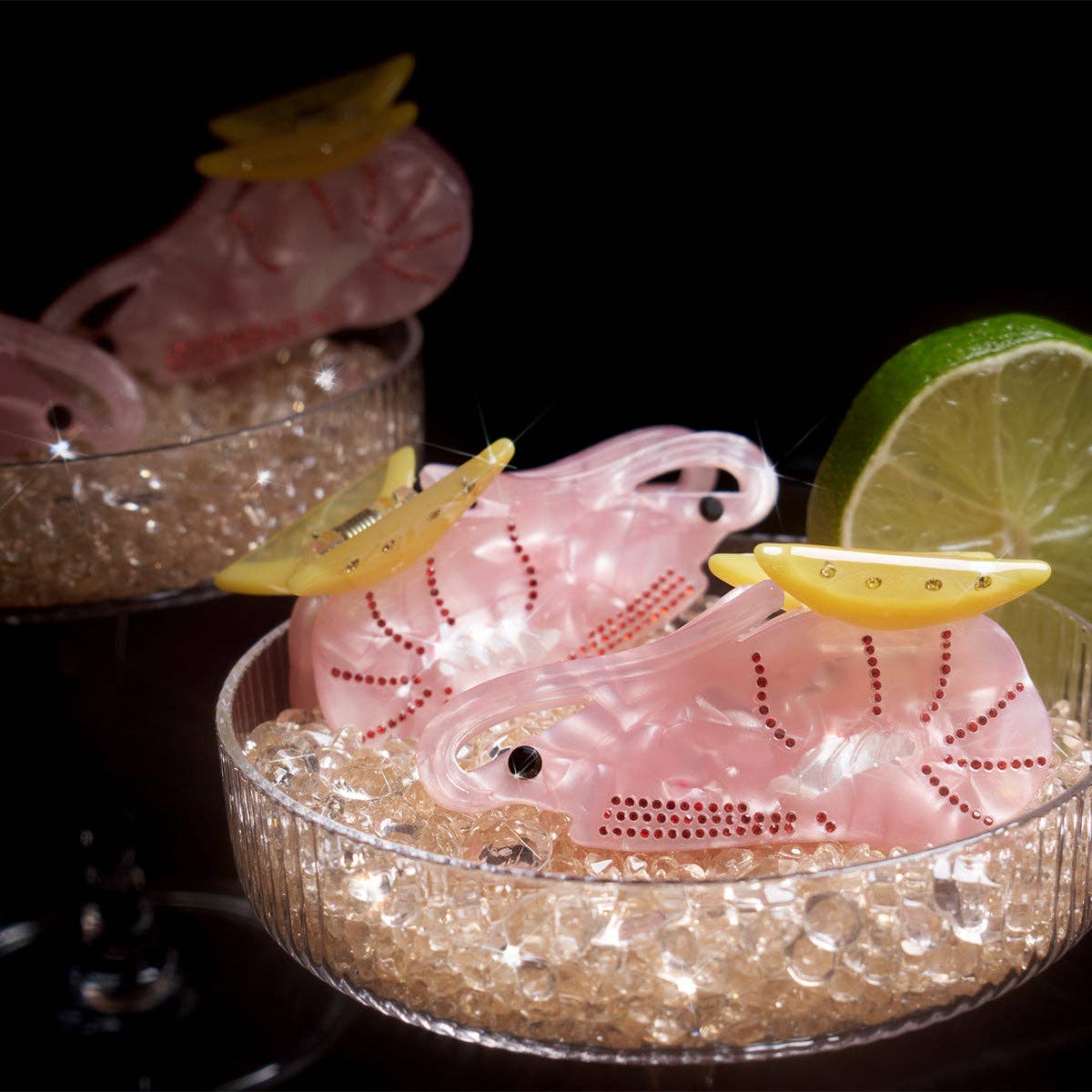 Rhinestone Shrimp Cocktail with Lemon Small Hair Claw Clip