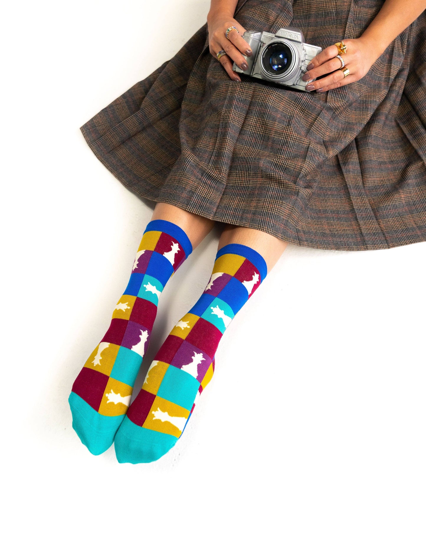 Colorblock Chess Crew Sock