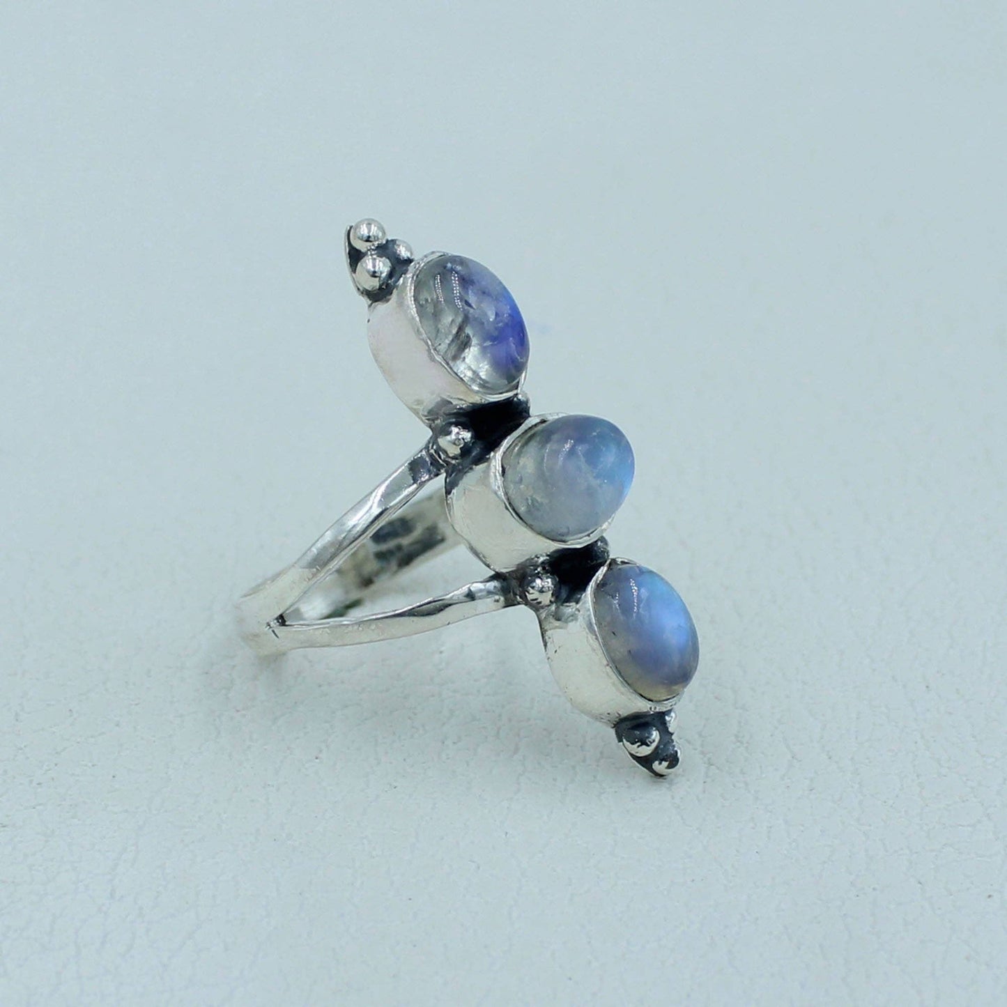 Vibrant Flash Moonstone Silver Ring