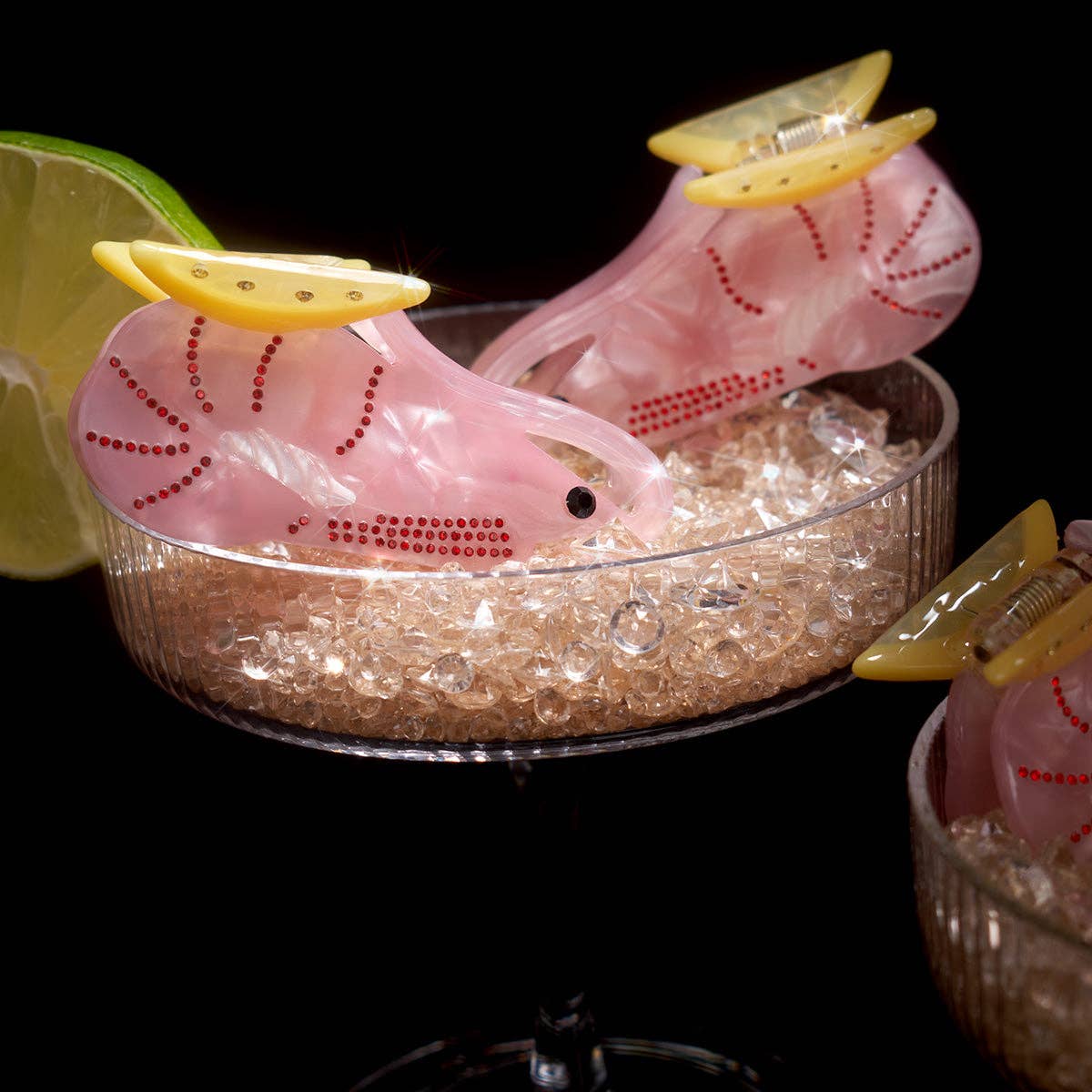 Rhinestone Shrimp Cocktail with Lemon Small Hair Claw Clip