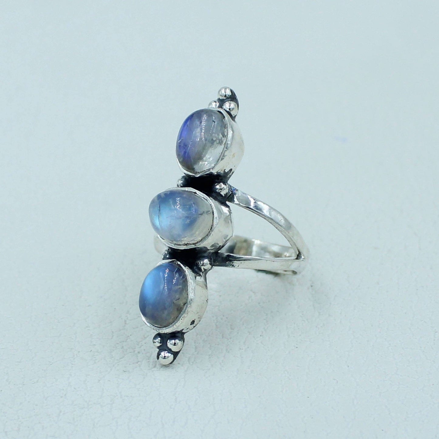 Vibrant Flash Moonstone Silver Ring