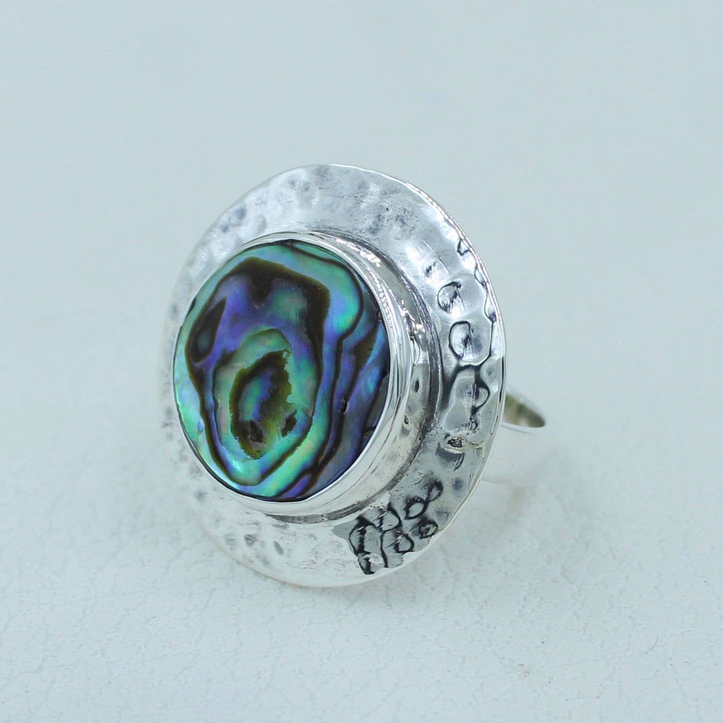 Abalone Shell Sterling Silver Textured Ring