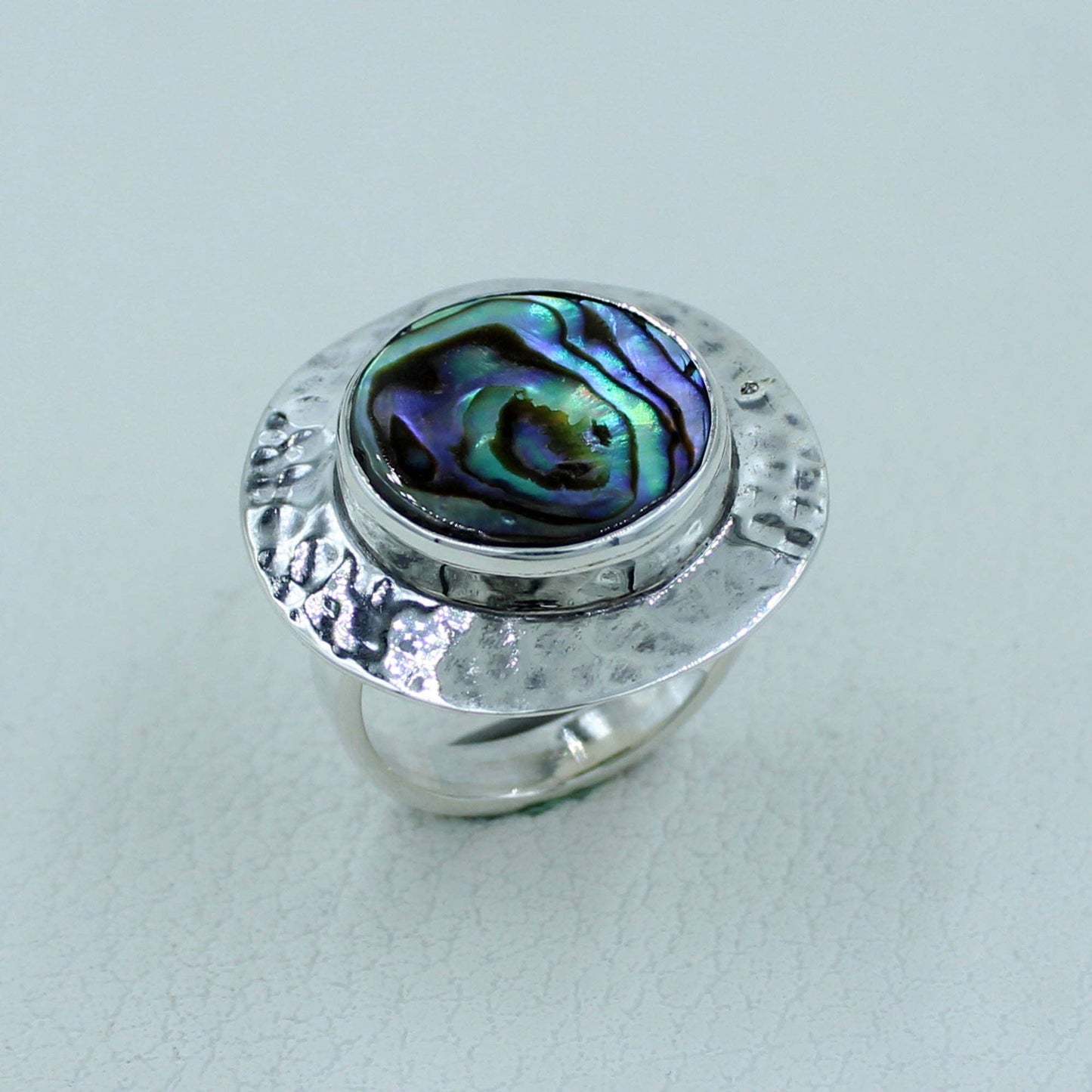 Abalone Shell Sterling Silver Textured Ring