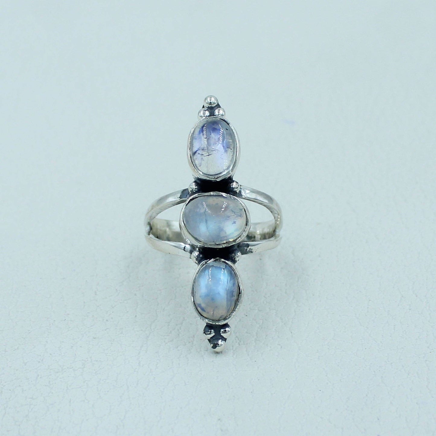 Vibrant Flash Moonstone Silver Ring