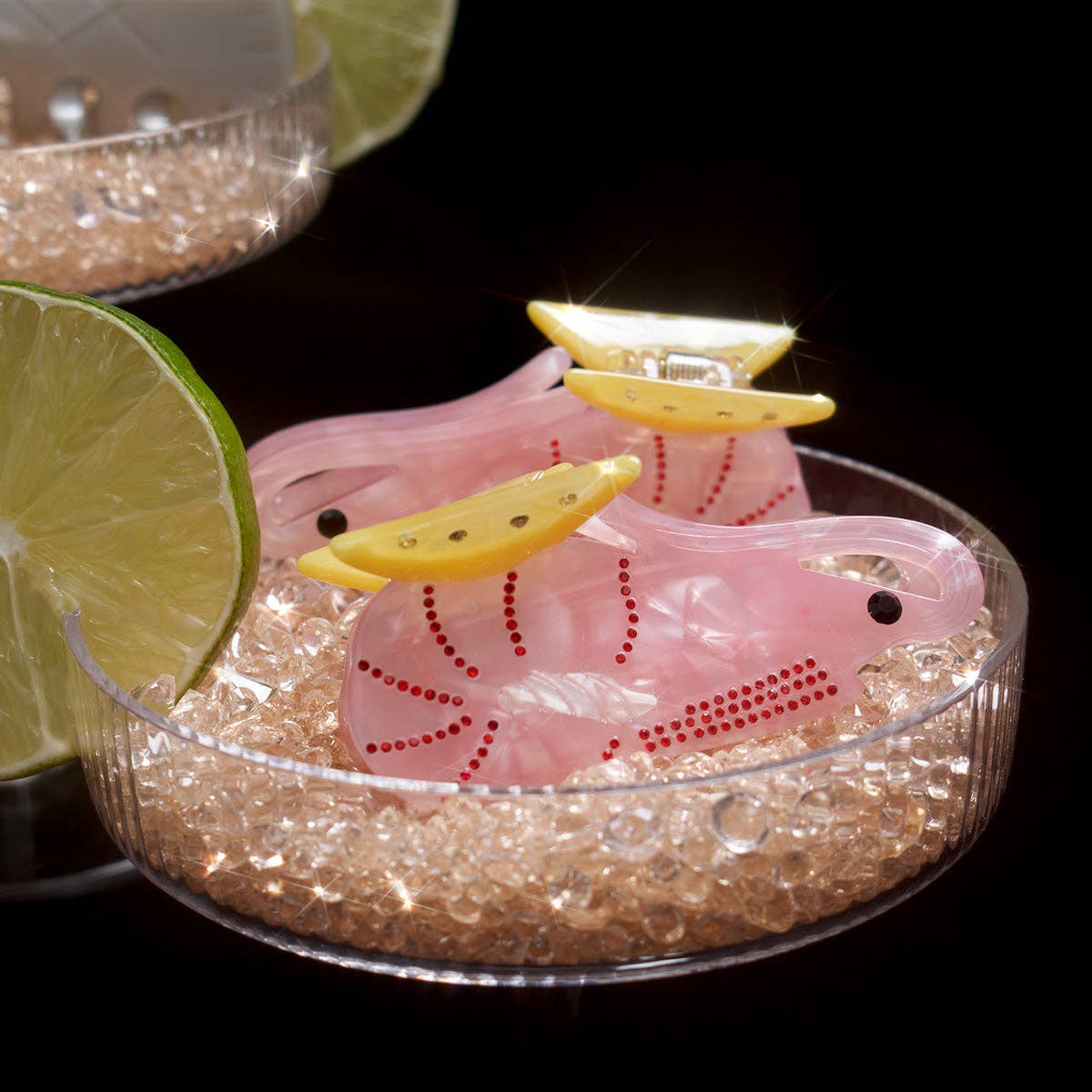 Rhinestone Shrimp Cocktail with Lemon Small Hair Claw Clip