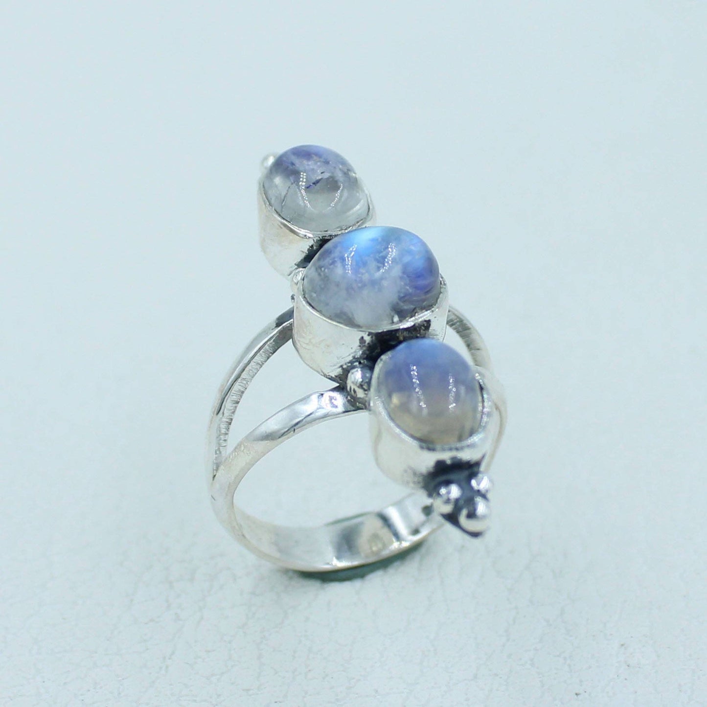 Vibrant Flash Moonstone Silver Ring