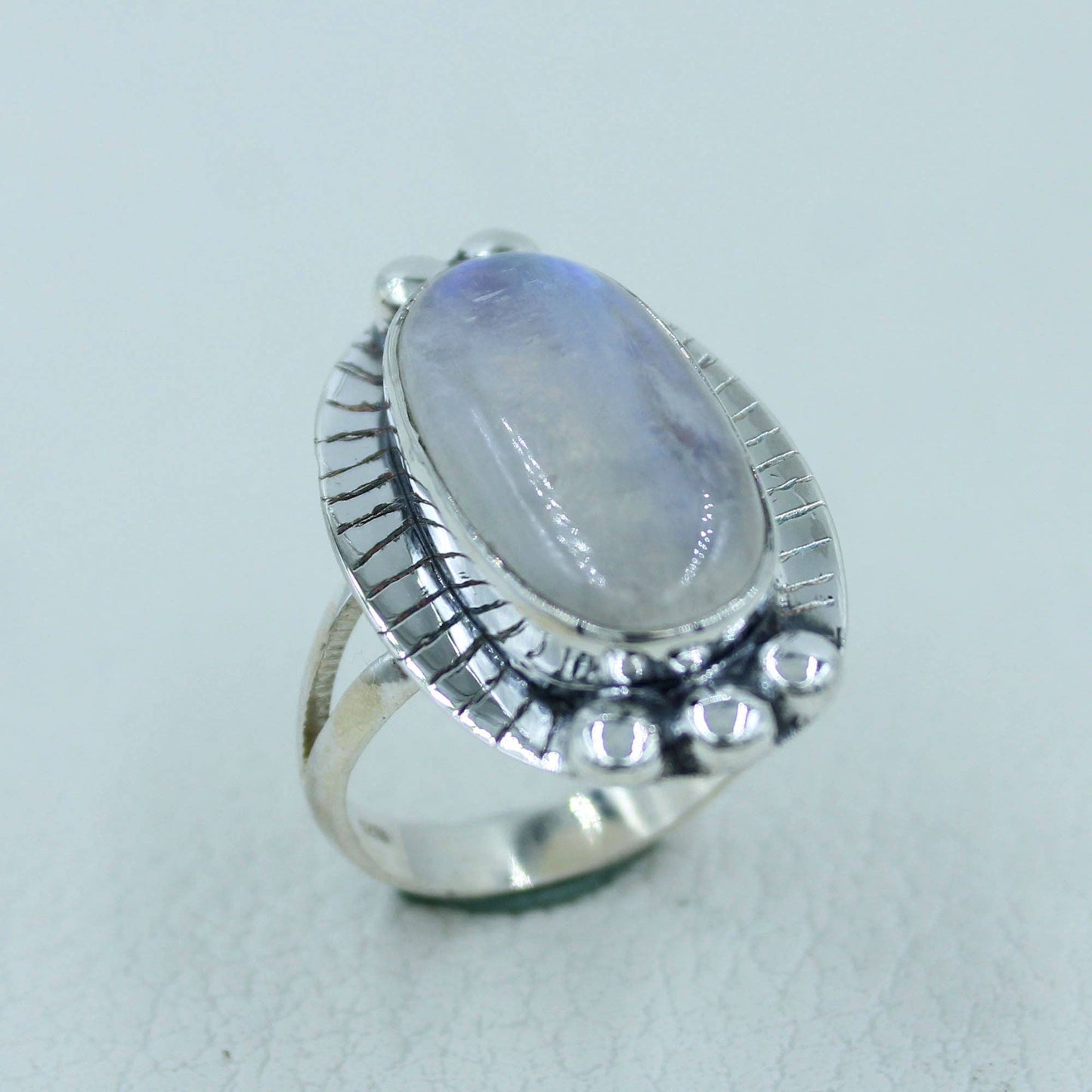 Blue Moonstone Silver Ring